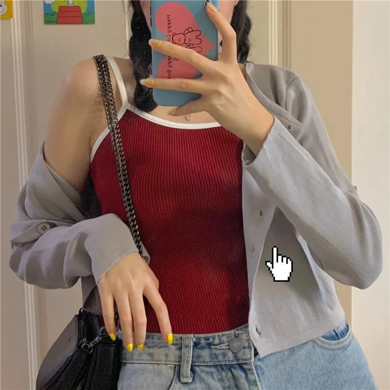 Retro Solid Colors Thin Cropped Cardigan