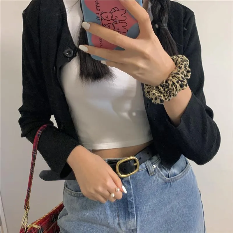 Retro Solid Colors Thin Cropped Cardigan