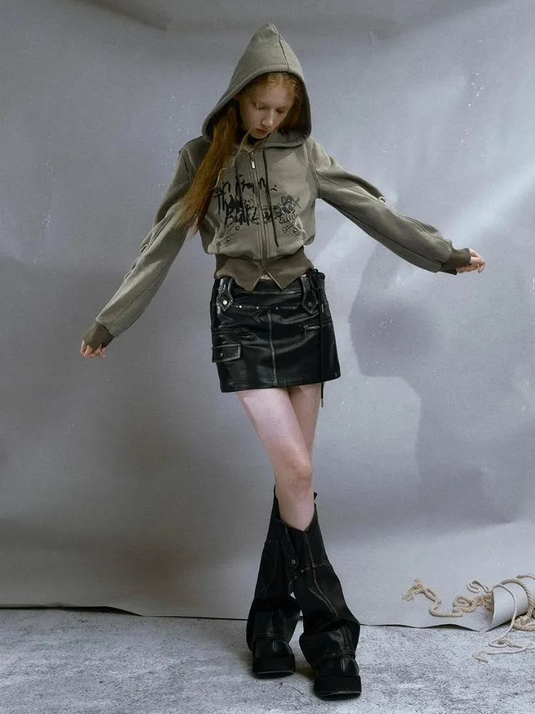 Retro Studded Leather Skirt【s0000003263】