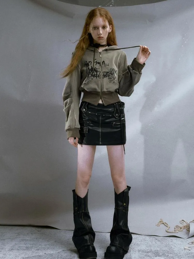 Retro Studded Leather Skirt【s0000003263】