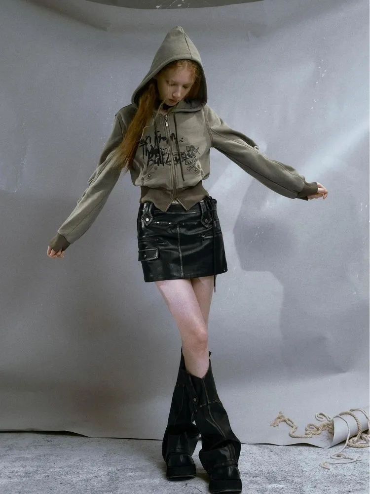 Retro Studded Leather Skirt【s0000003263】