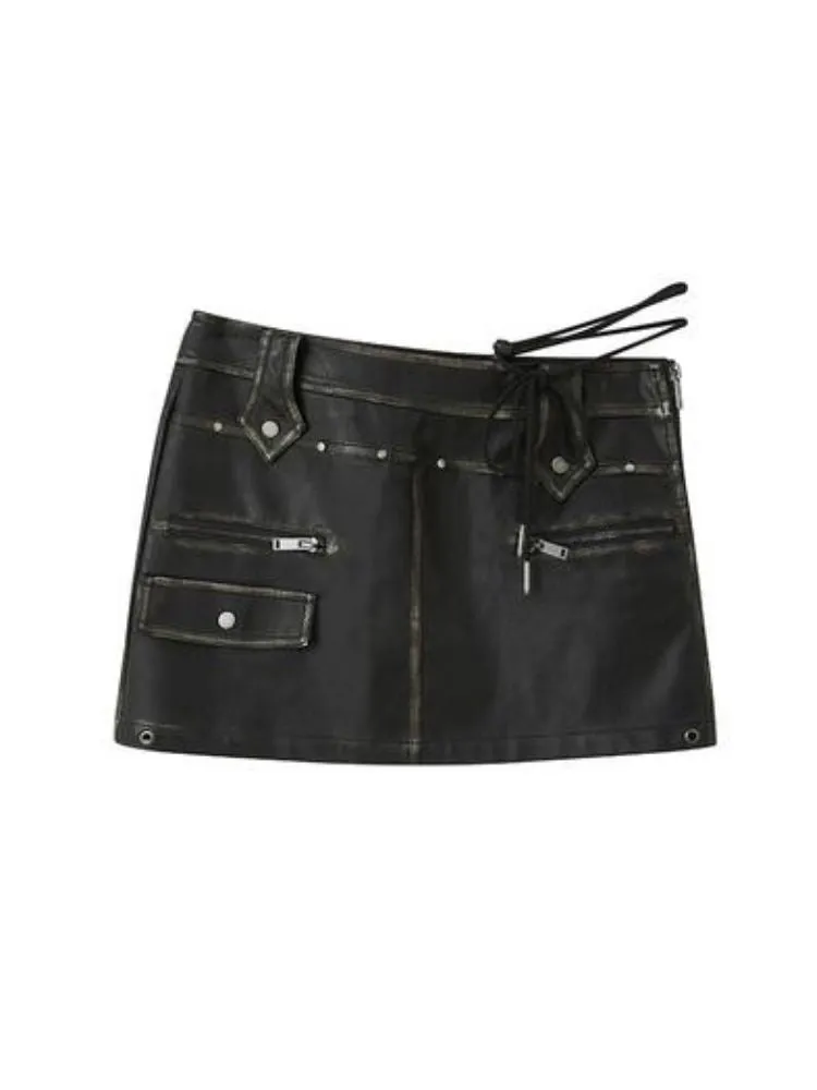Retro Studded Leather Skirt【s0000003263】