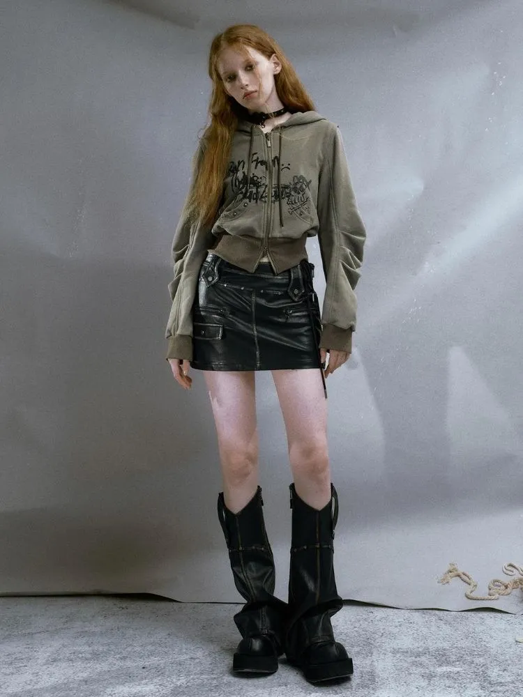 Retro Studded Leather Skirt【s0000003263】