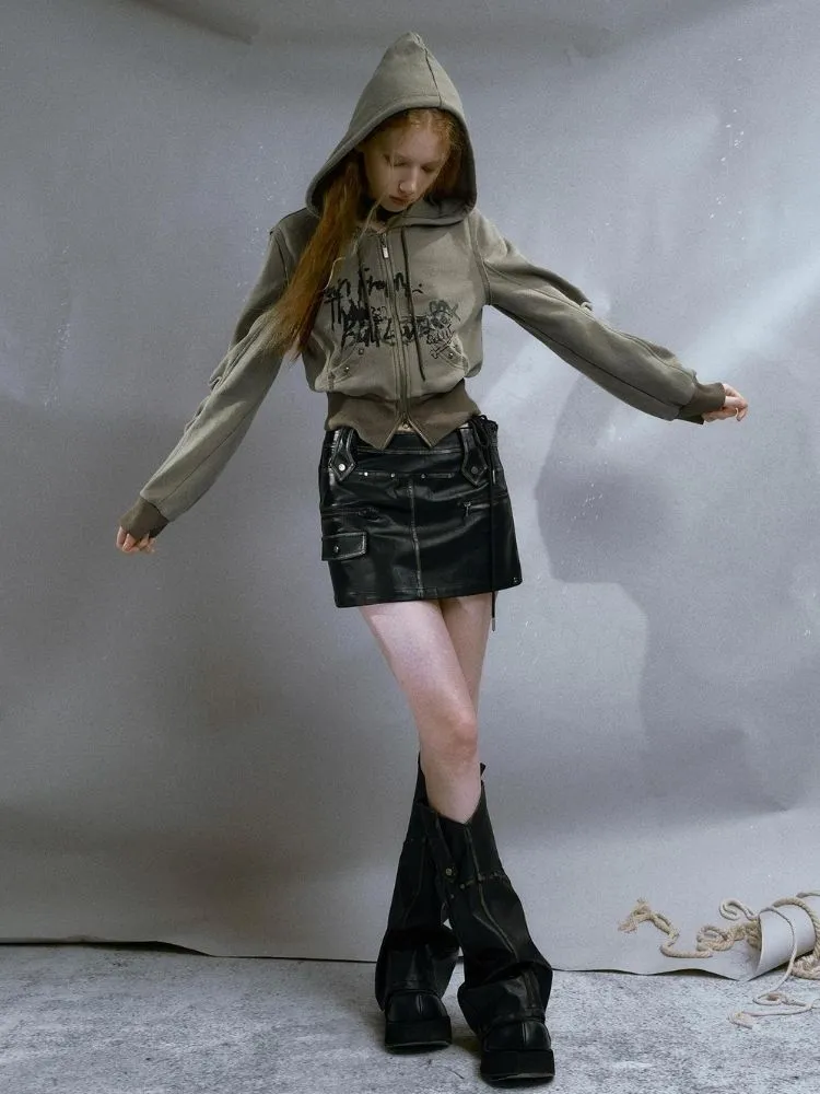 Retro Studded Leather Skirt【s0000003263】