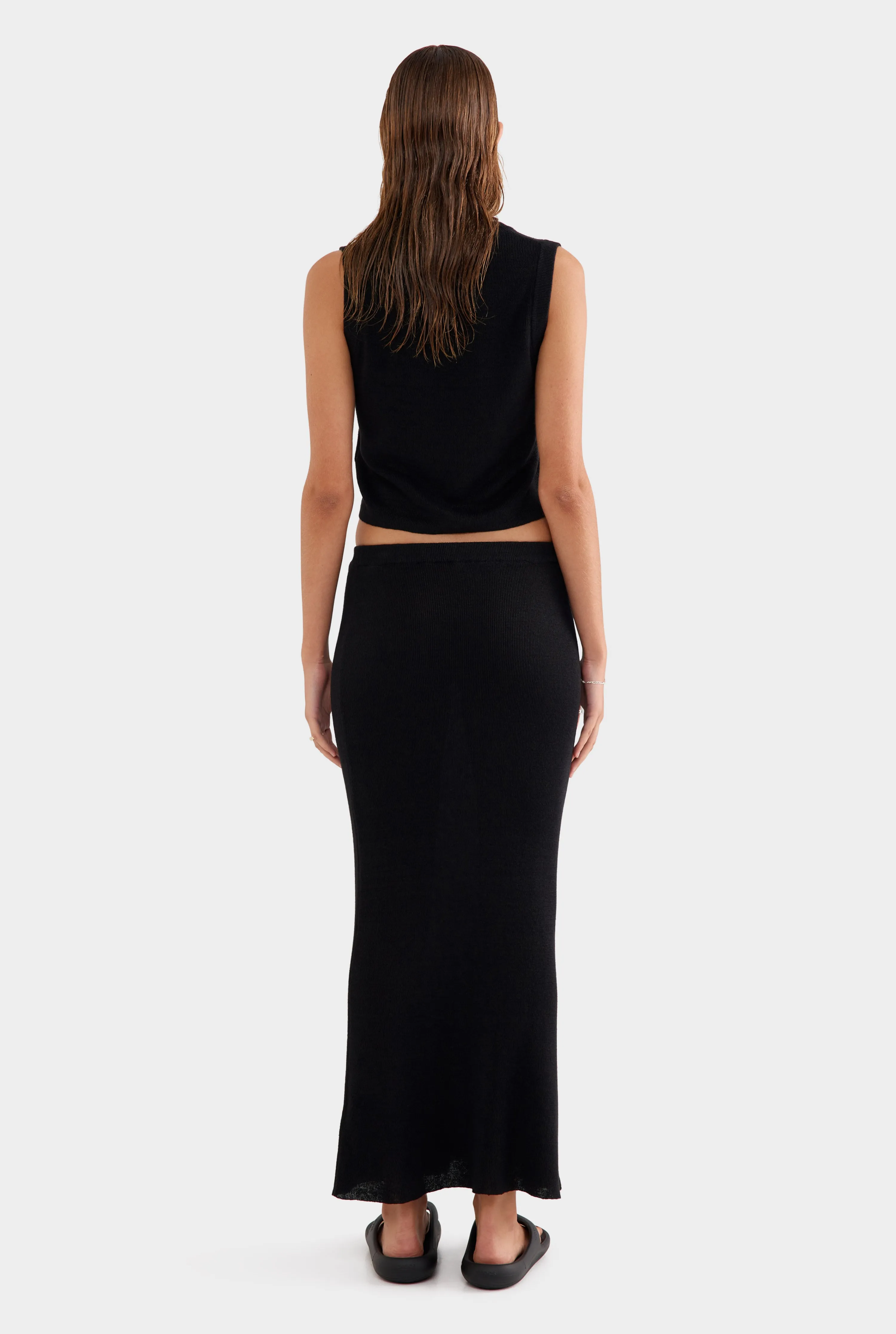 Rib Knitted Skirt - Black