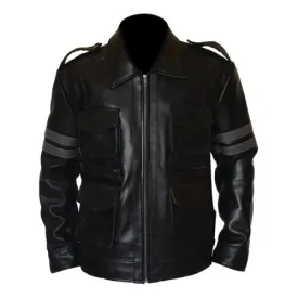RW Authentic Cowhide Resident Evil 6 Black Genuine Cowhide Leather Jacket Leon Kennedy