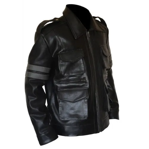 RW Authentic Cowhide Resident Evil 6 Black Genuine Cowhide Leather Jacket Leon Kennedy