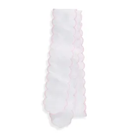 Scalloped Taffeta Party Sash -- White w/ Pink