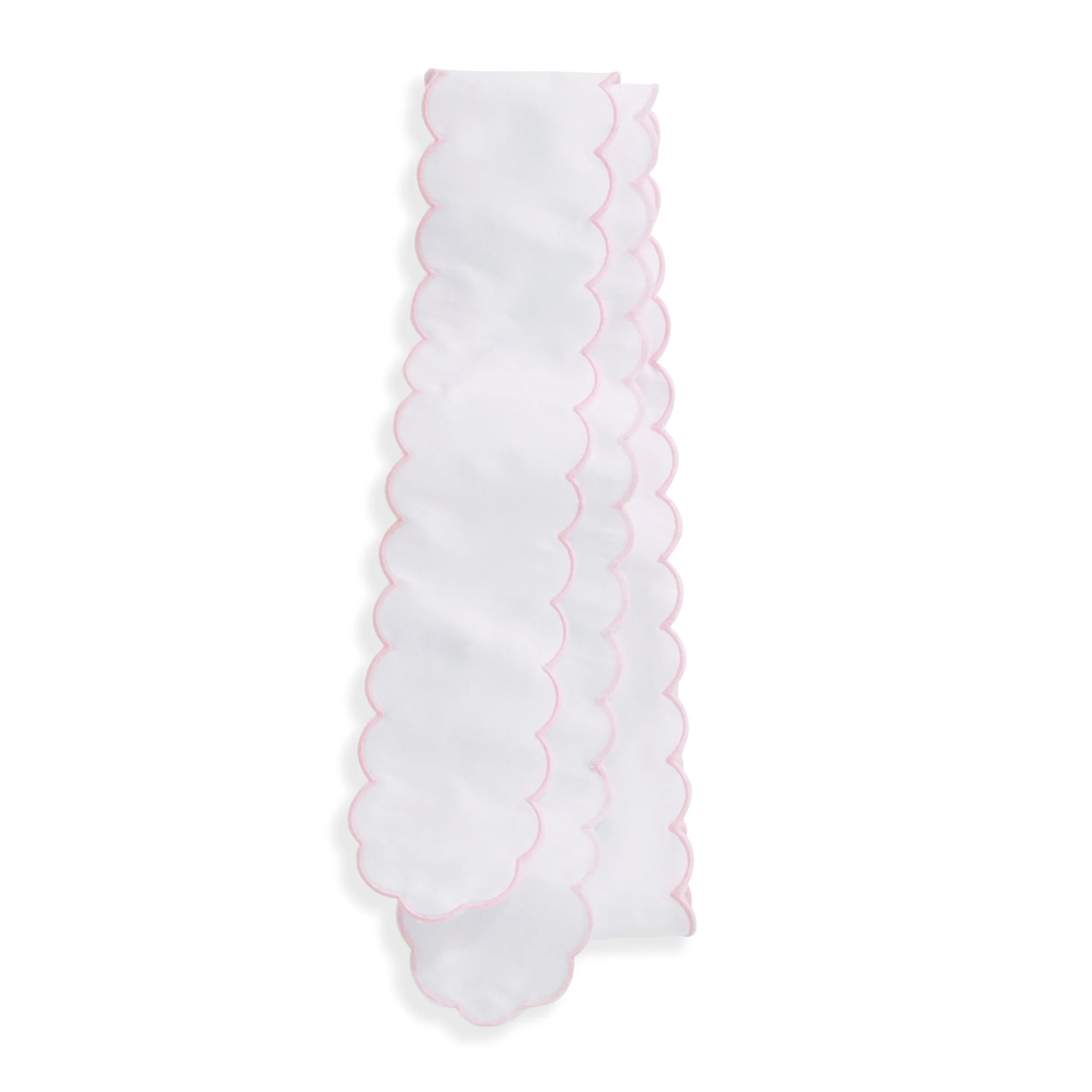 Scalloped Taffeta Party Sash -- White w/ Pink