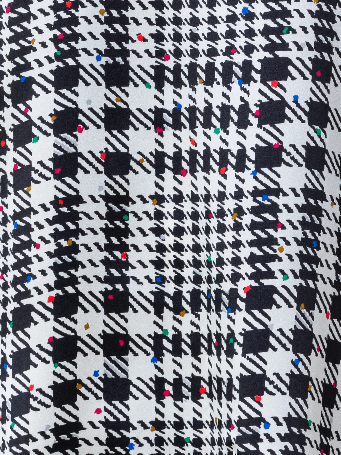 Silk Satin Blouse with Tweed Check Print