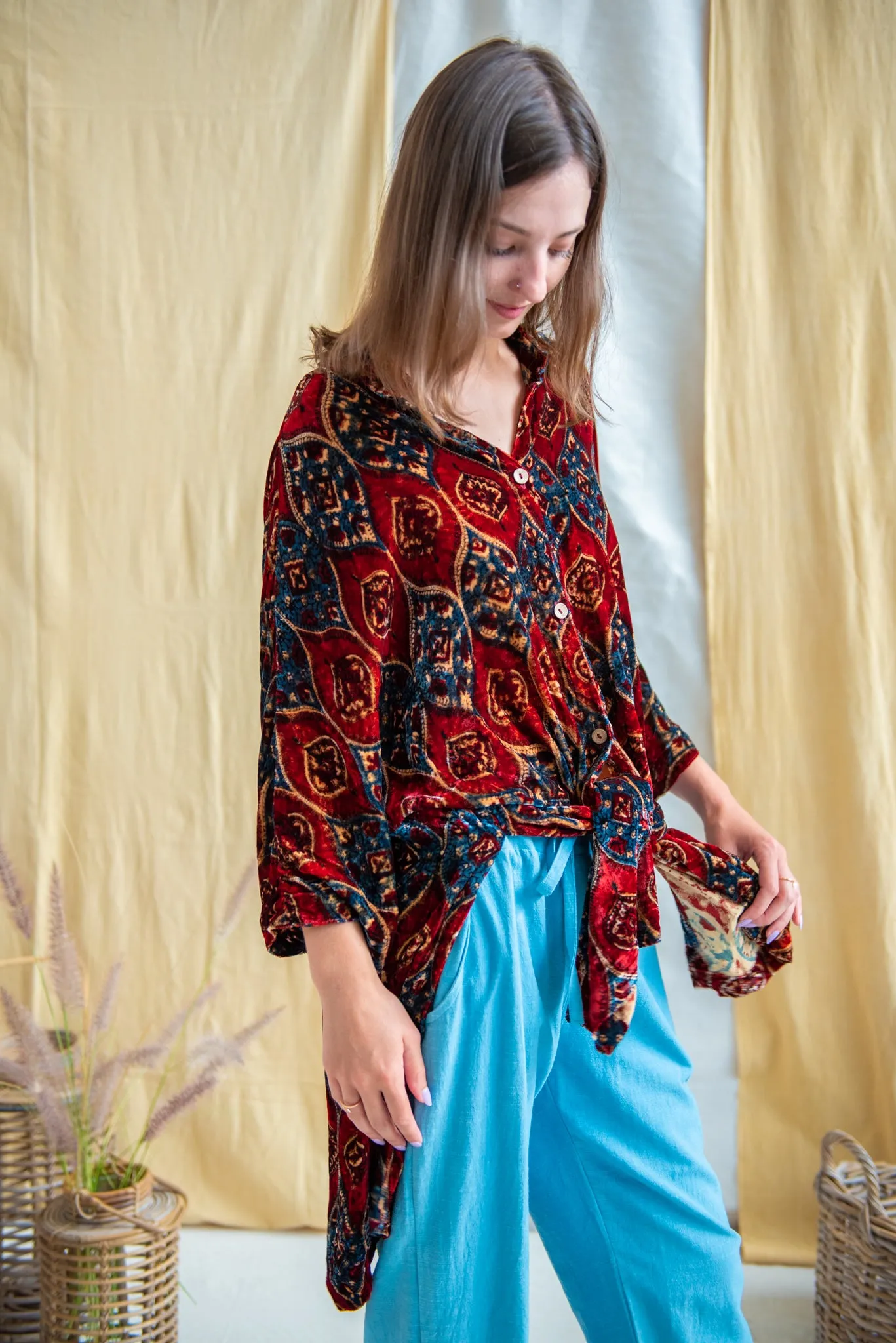 Silk Velvet Oversized Shirt