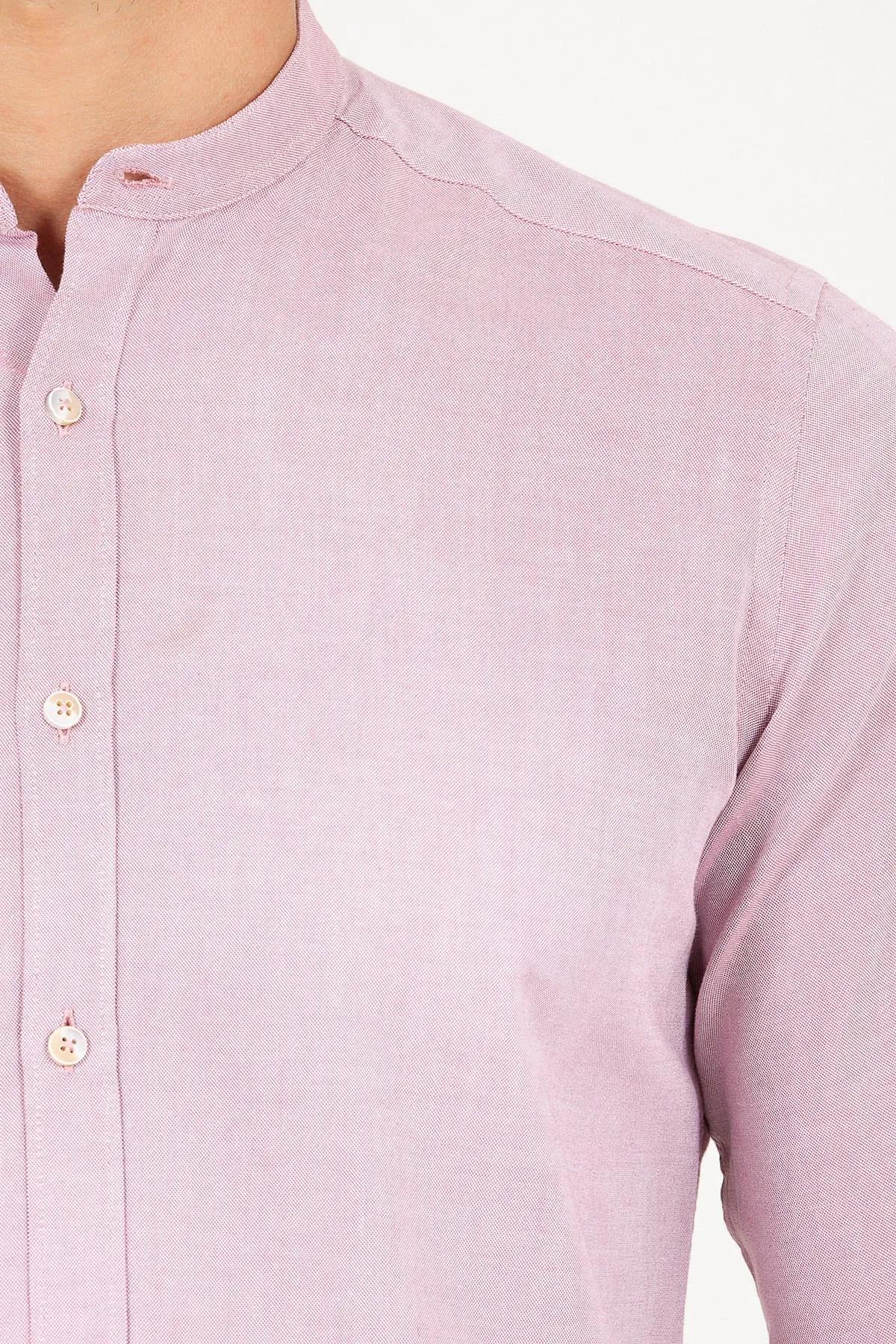 Slim Fit Long Sleeve Cotton Burgundy Casual Shirt