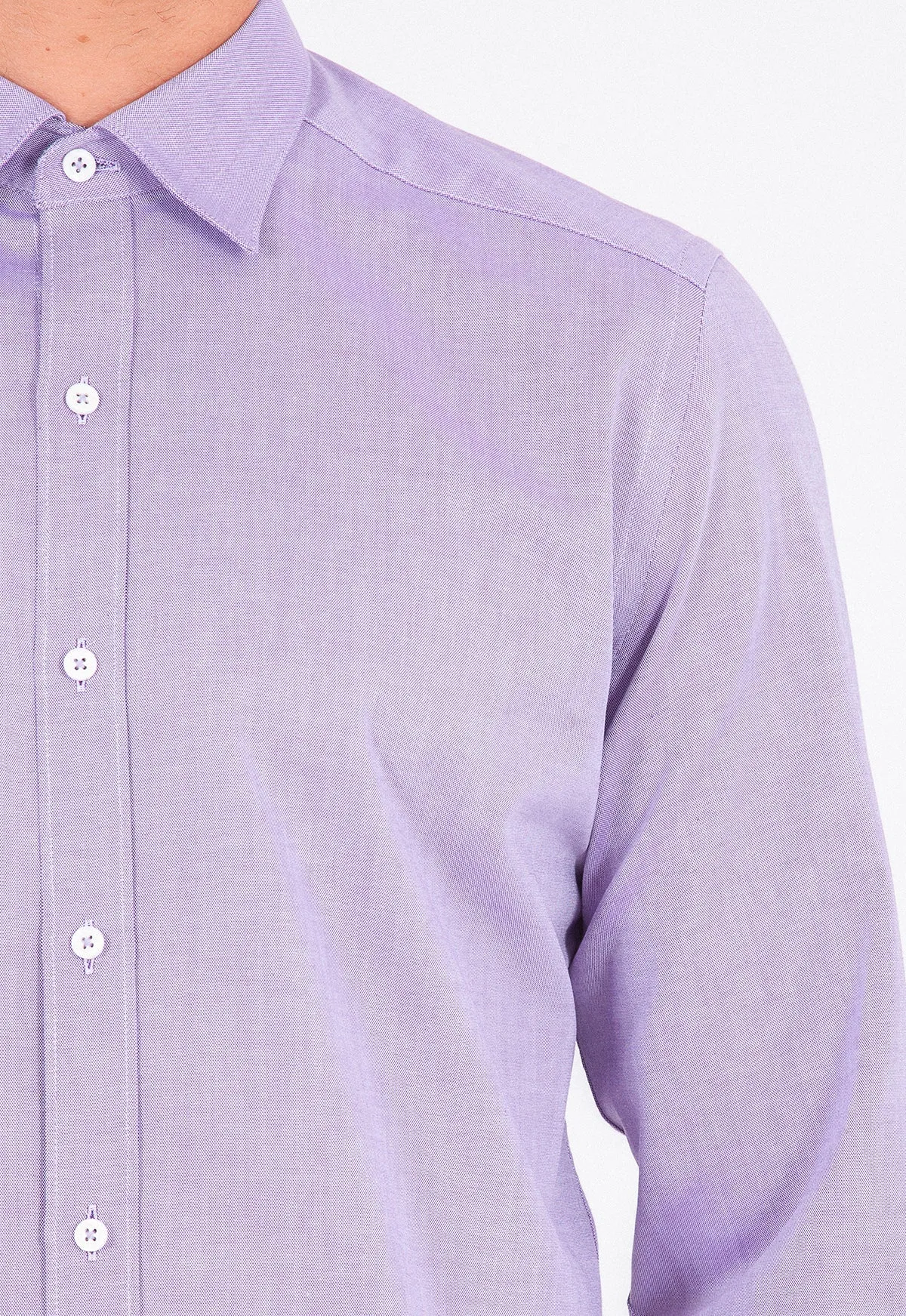 Slim Fit Long Sleeve Cotton Purple Casual Shirt
