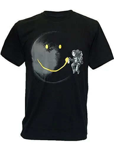 SODAtees Full Moon Graffiti Tag Smiley Graphic Design Men's T-SHIRT - Black - X-Large
