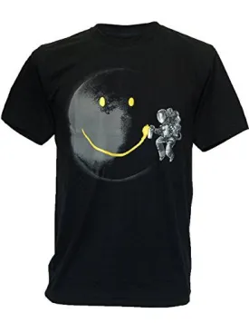 SODAtees Full Moon Graffiti Tag Smiley Graphic Design Men's T-SHIRT - Black - X-Large