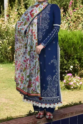 SS Lawn By Hussain Rehar Unstitched 3 Piece Emb Lawn Collection'2024-Cyan