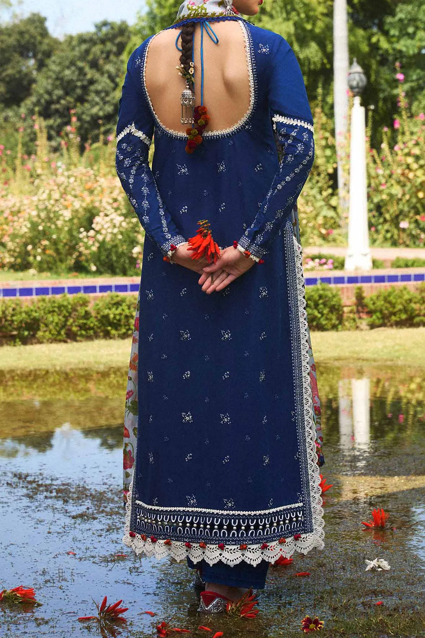 SS Lawn By Hussain Rehar Unstitched 3 Piece Emb Lawn Collection'2024-Cyan
