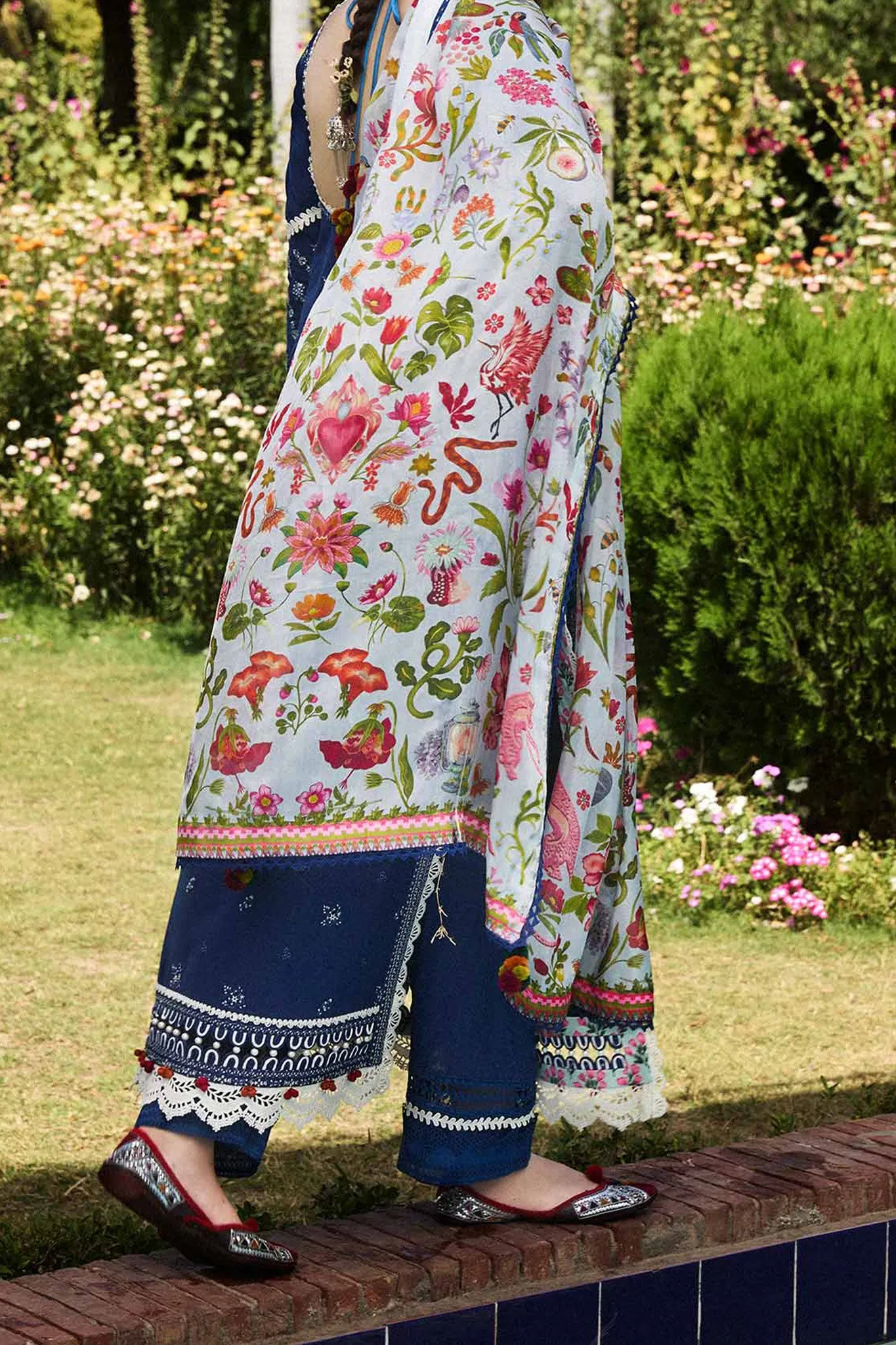 SS Lawn By Hussain Rehar Unstitched 3 Piece Emb Lawn Collection'2024-Cyan