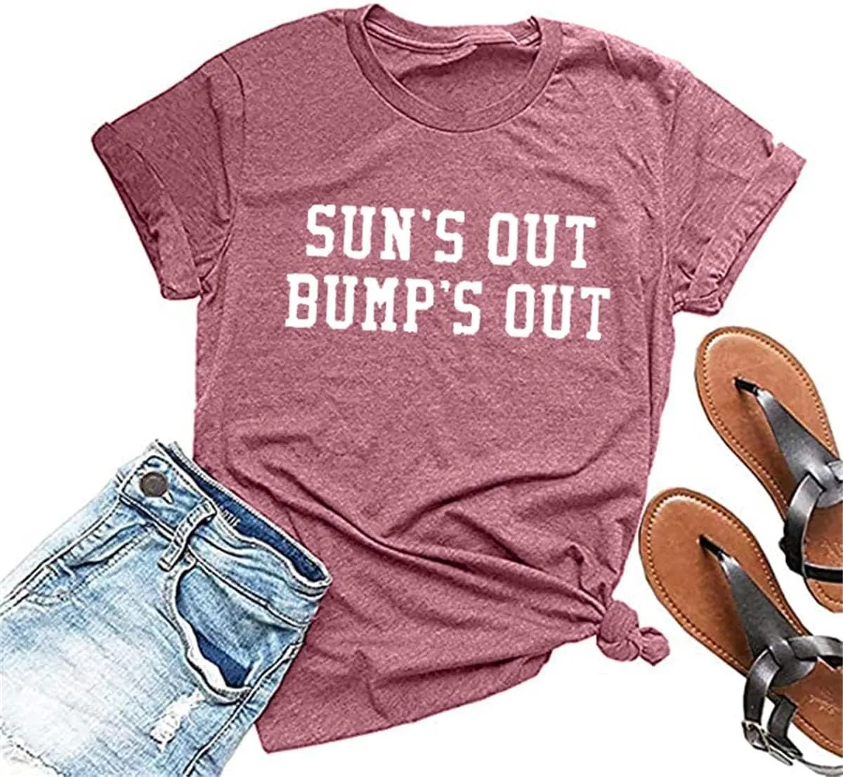 Sun's Out Bumps Out Shirt Women Maternity Pregnancy Funny Saying T-Shirt Summer Short Sleeve Casual Tops Tees