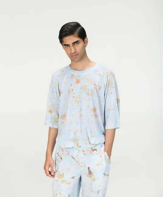 T-Shirt Linen Jersey Ice Blue