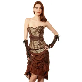 Tafadhdhal Womens Steampunk Authentic Steel Boned Overbust Corset Dress