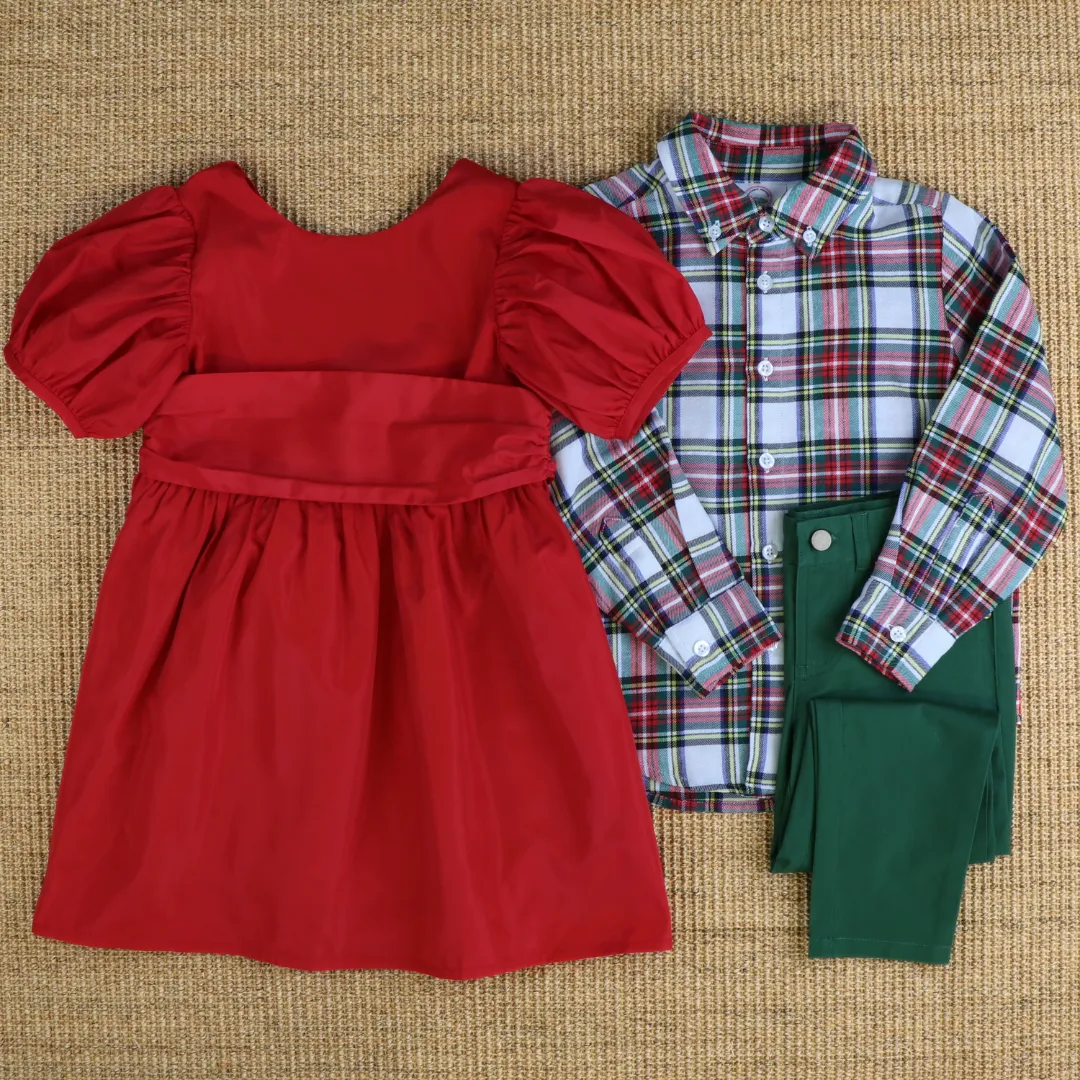 Taffeta Party Dress - Holiday Red