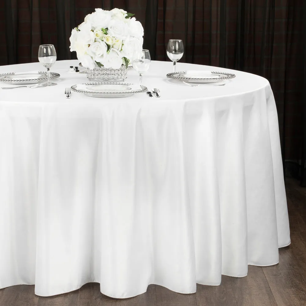 Taffeta Tablecloth 132" Round - White