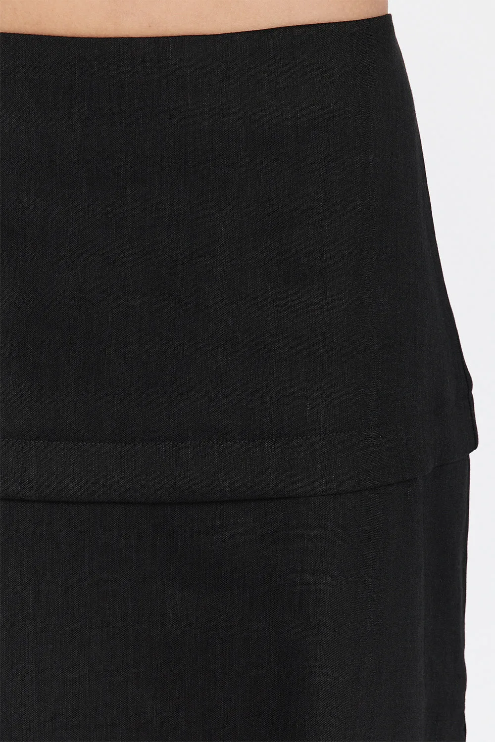 TAYLOR BLACK SPLIT MIDI SKIRT