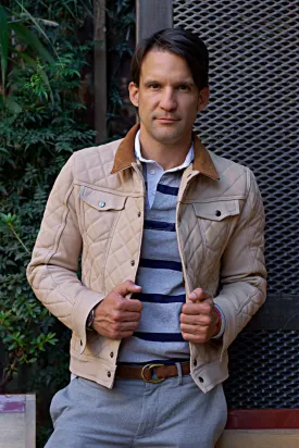 TENNESSEE AX Fancy Suede  Trucker Jacket in Raw Orange Quilted