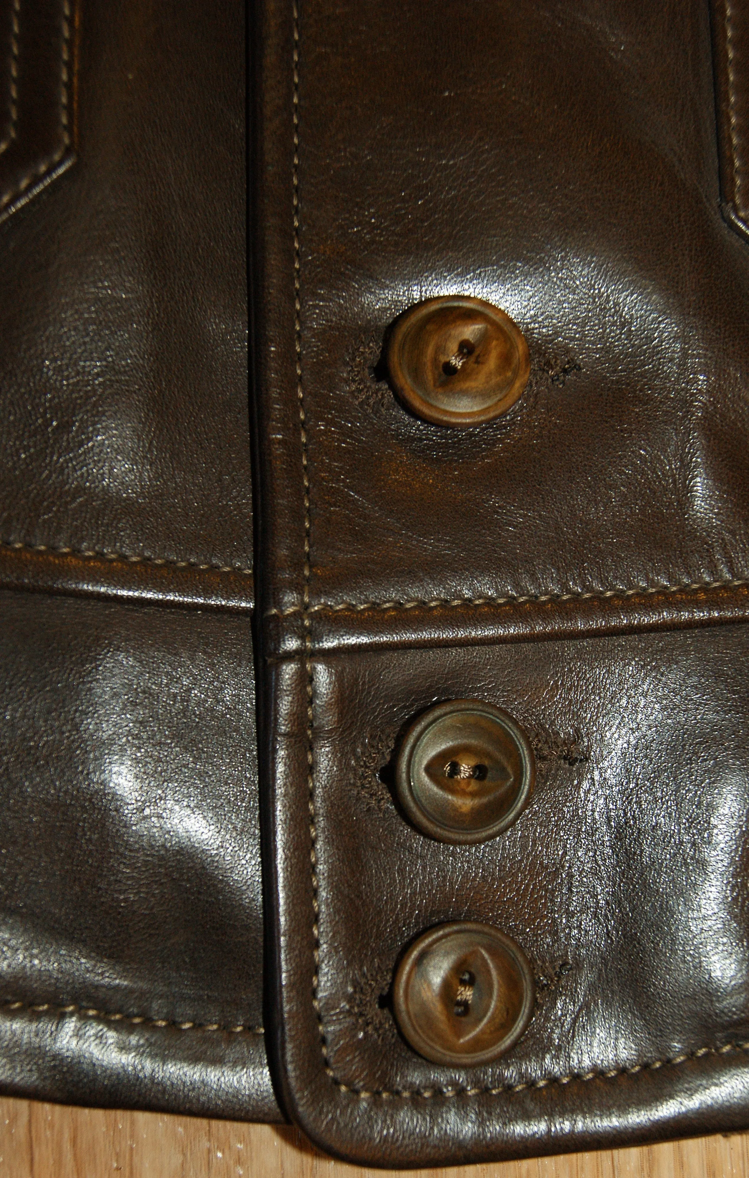 Thedi x Thurston Brown Cowhide Button-Up Shawl Collar Utility Jacket