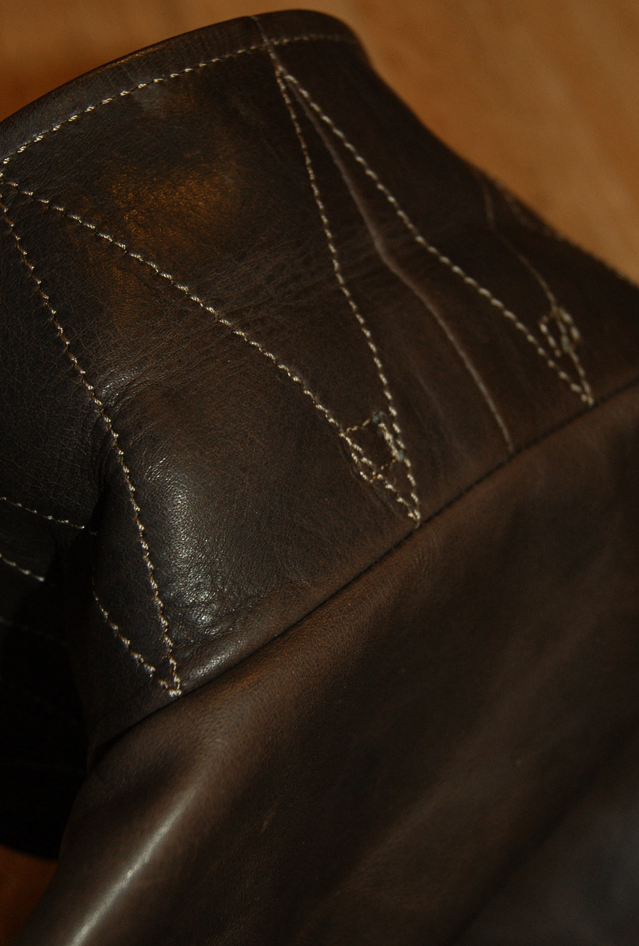 Thedi x Thurston Brown Cowhide Button-Up Shawl Collar Utility Jacket