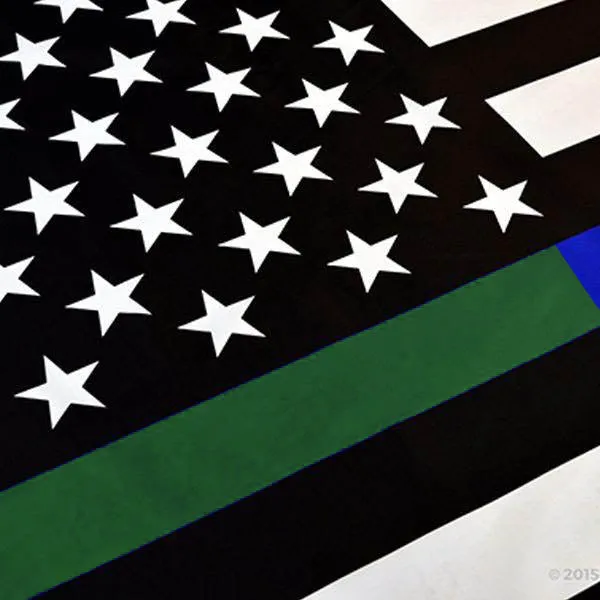 Thin Green & Blue Line American Flag, Polyester, 3 x 5 Ft