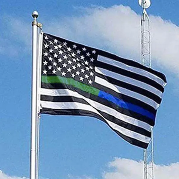 Thin Green & Blue Line American Flag, Polyester, 3 x 5 Ft