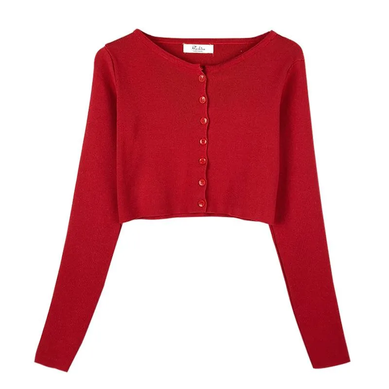 Thin Solid Color Korean Fashion Cropped Cardigan