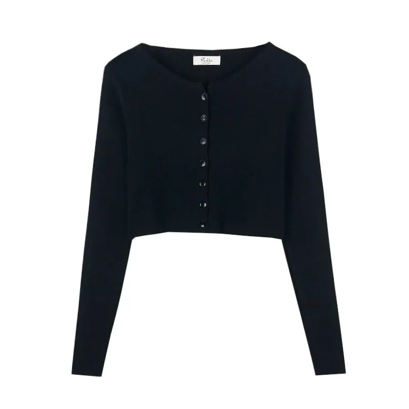 Thin Solid Color Korean Fashion Cropped Cardigan