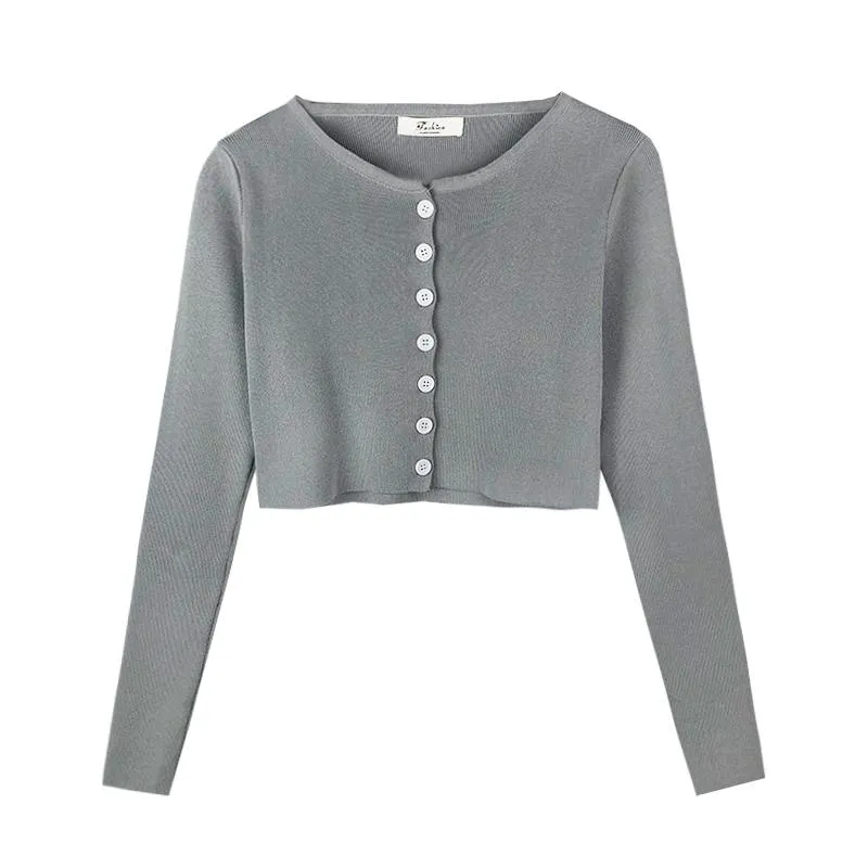 Thin Solid Color Korean Fashion Cropped Cardigan