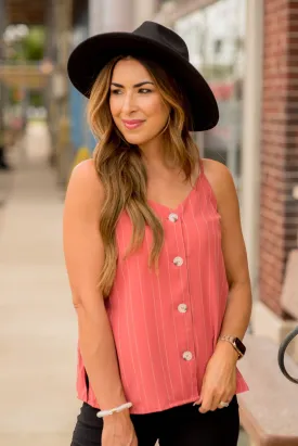 Thin Striped Button Accent Tank