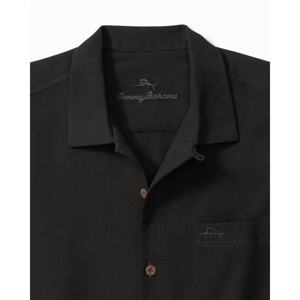 Tommy Bahama Big & Tall Coastal Breeze Check Camp Shirt - Black