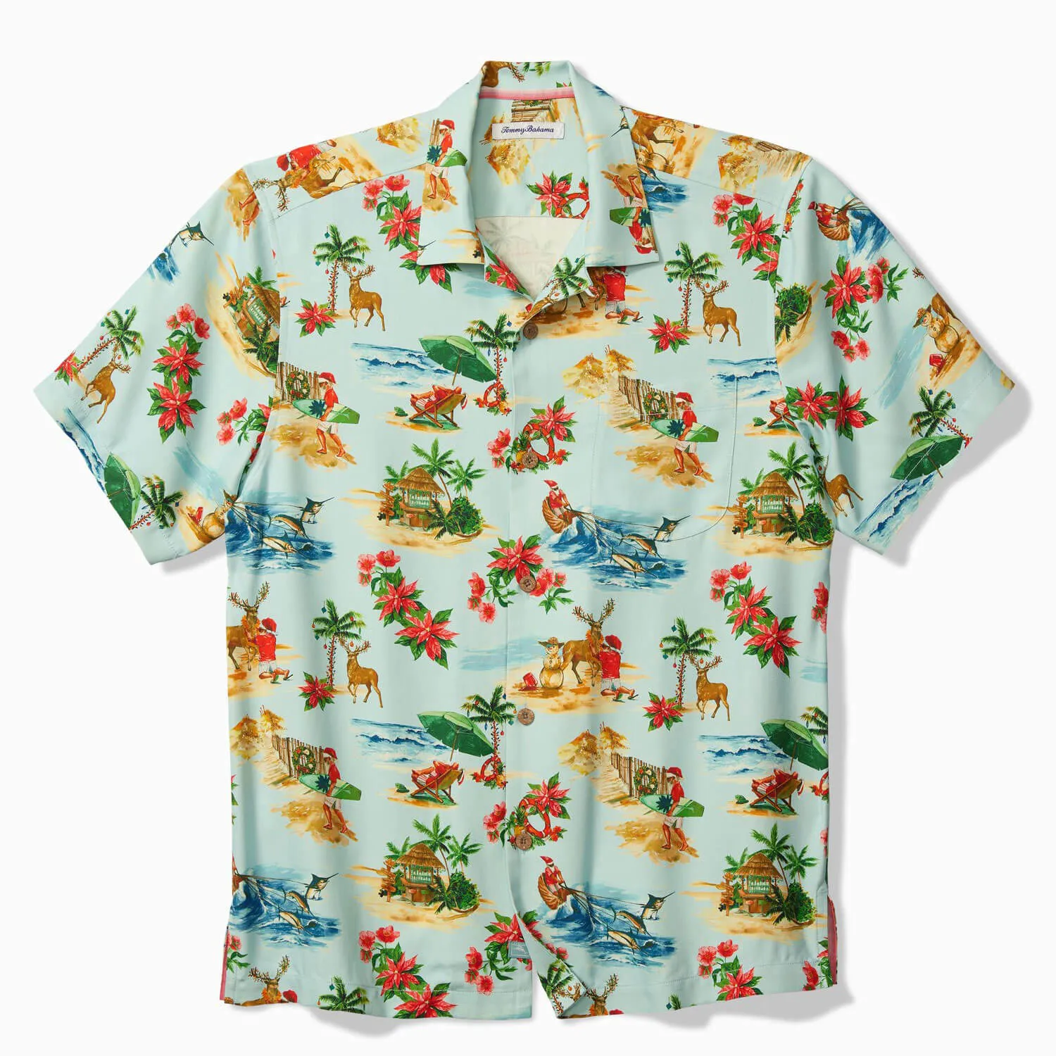 Tommy Bahama Big & Tall Santa Shores Camp Shirt - Light Sky