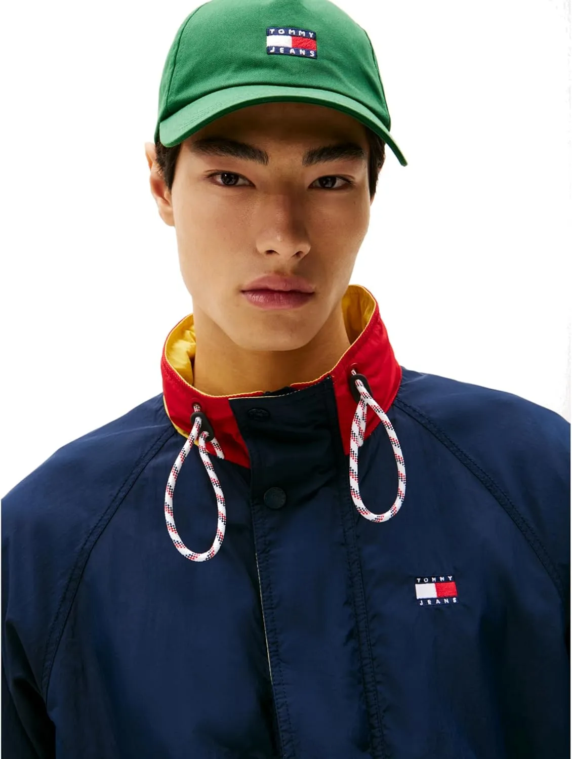 Tommy Jeans Men's Lightweight Hooded Waterproof Colorblock Windbreaker Jacket