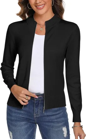 Totatuit Womens Long Sleeve Knitted Zip Up Sweater Cardigans Sweaters Lightweight Zipper Sweatshirts Jacket
