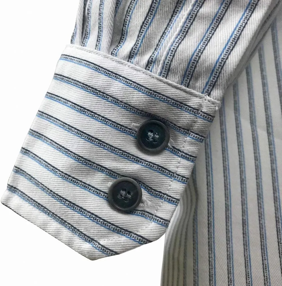 Traditional Irish Grandfather Shirt, Men's Casual Long Sleeve Button Down Collarless Dress Shirt