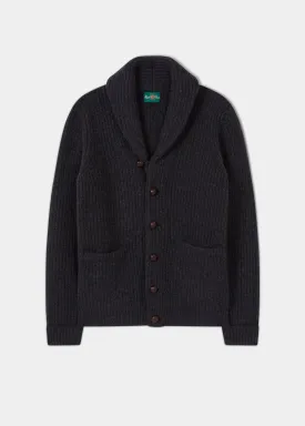 Usworth Men's Shawl Collar Lambswool Jumper In Charcoal - Regular Fit