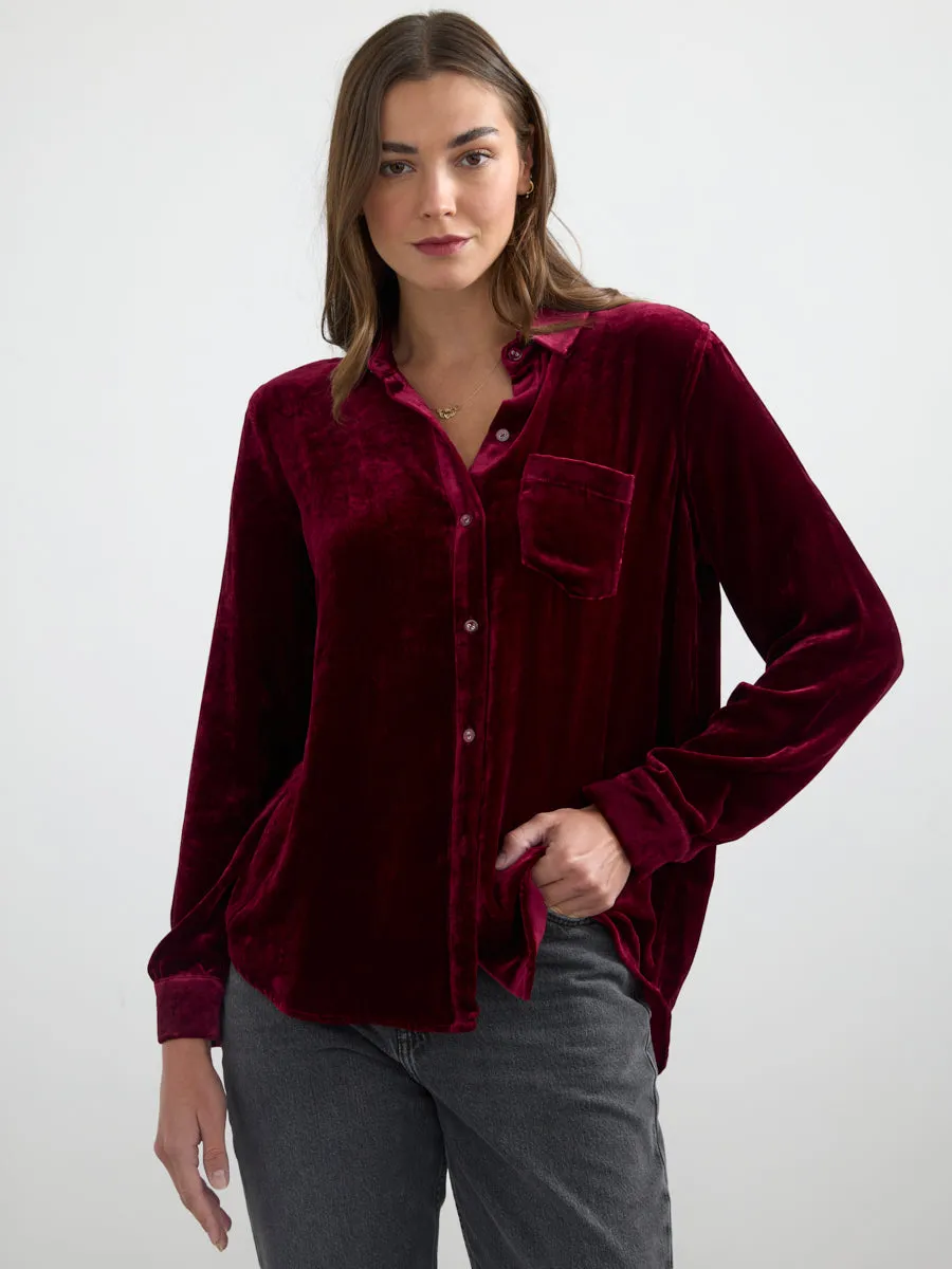 VELVET BUTTON DOWN