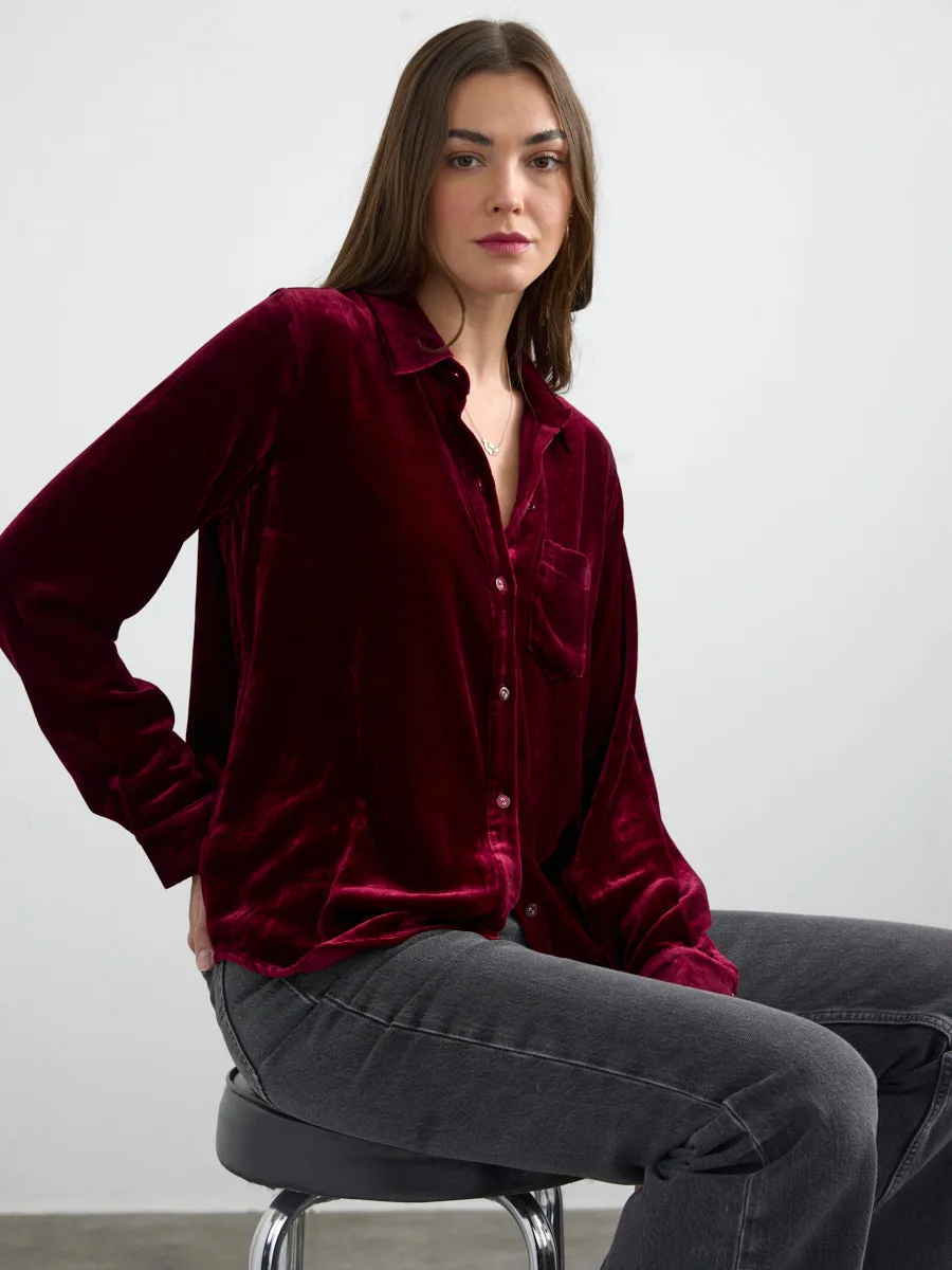 VELVET BUTTON DOWN