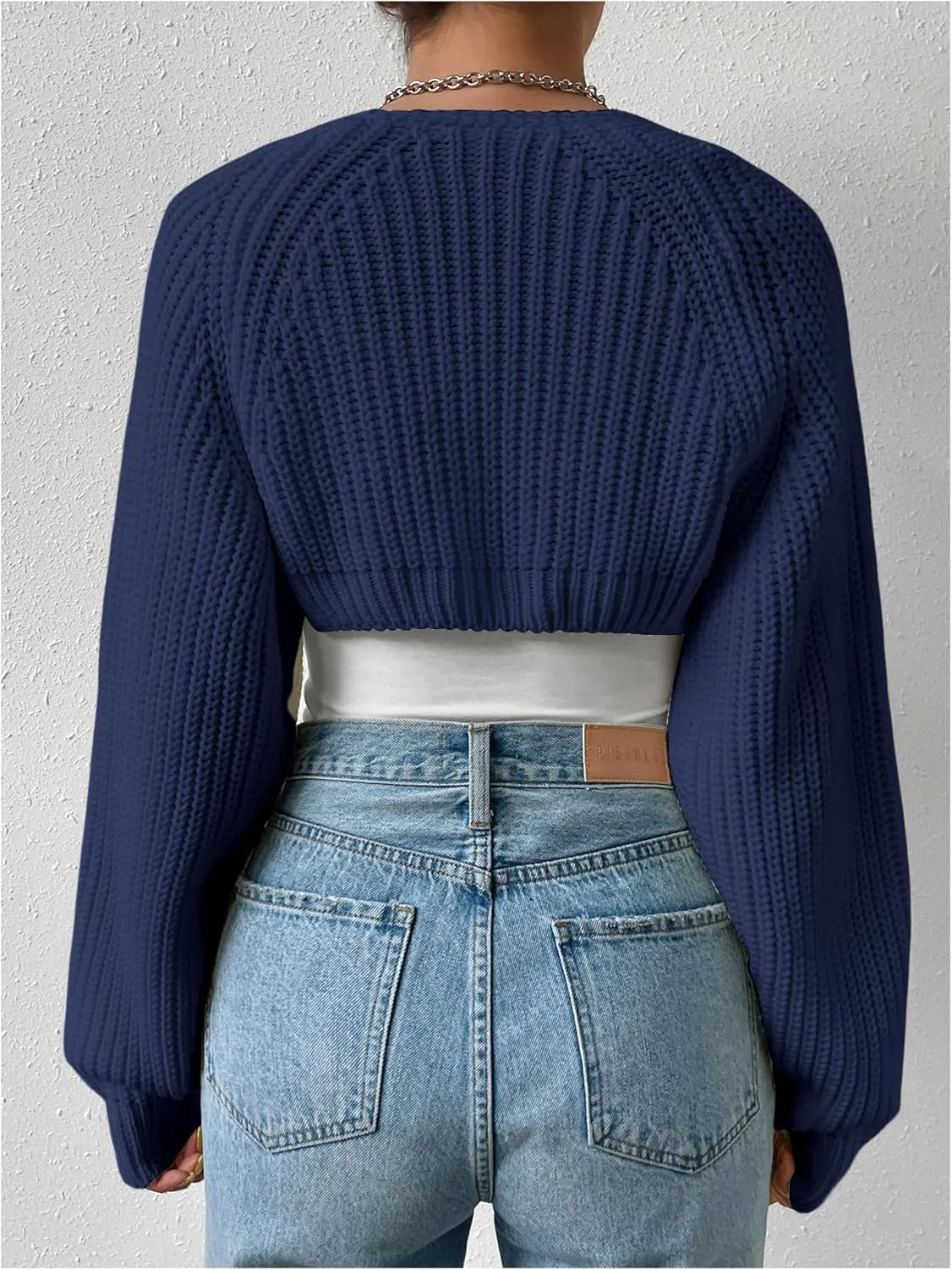 Verdusa Women's Long Sleeve Open Front Knitted Crop Cardigan Sweater Shrug