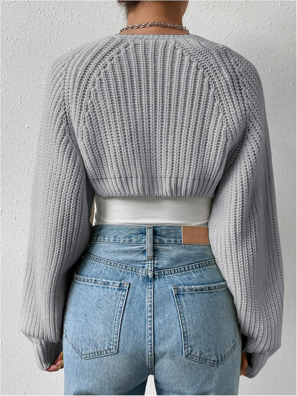 Verdusa Women's Long Sleeve Open Front Knitted Crop Cardigan Sweater Shrug