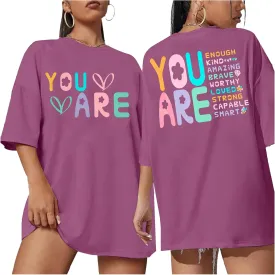 VILOVE You are Inspiration T Shirt Women Oversized Christian Shirts Positive Affirmation Tee Casual Blessed Saying Tops