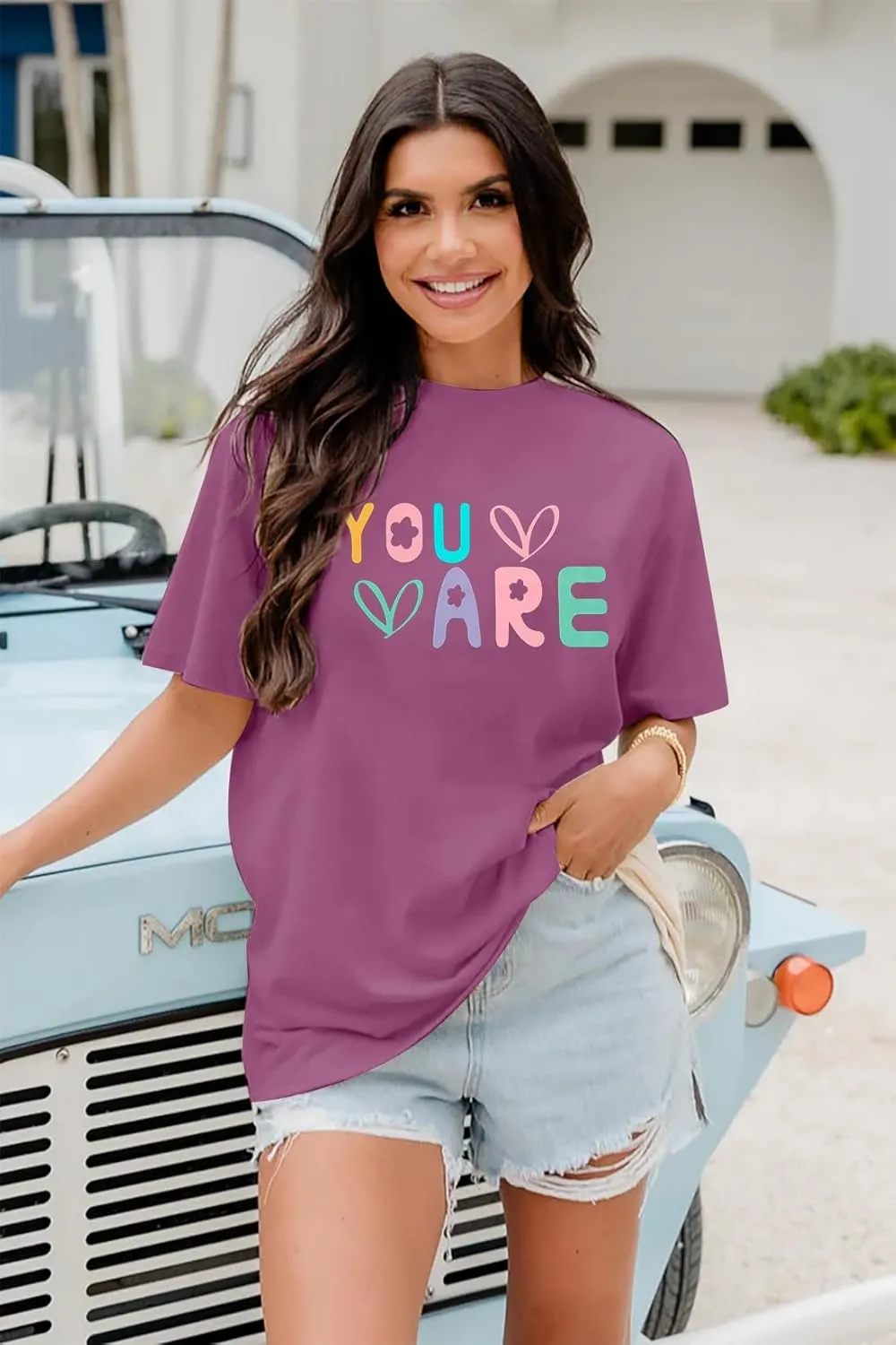 VILOVE You are Inspiration T Shirt Women Oversized Christian Shirts Positive Affirmation Tee Casual Blessed Saying Tops