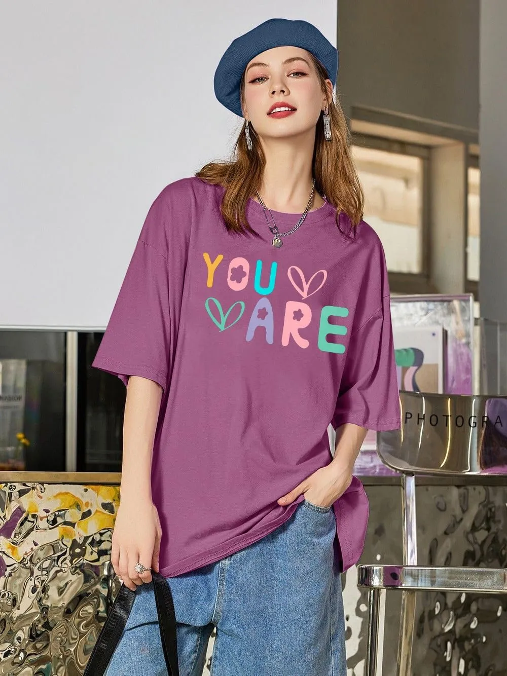 VILOVE You are Inspiration T Shirt Women Oversized Christian Shirts Positive Affirmation Tee Casual Blessed Saying Tops